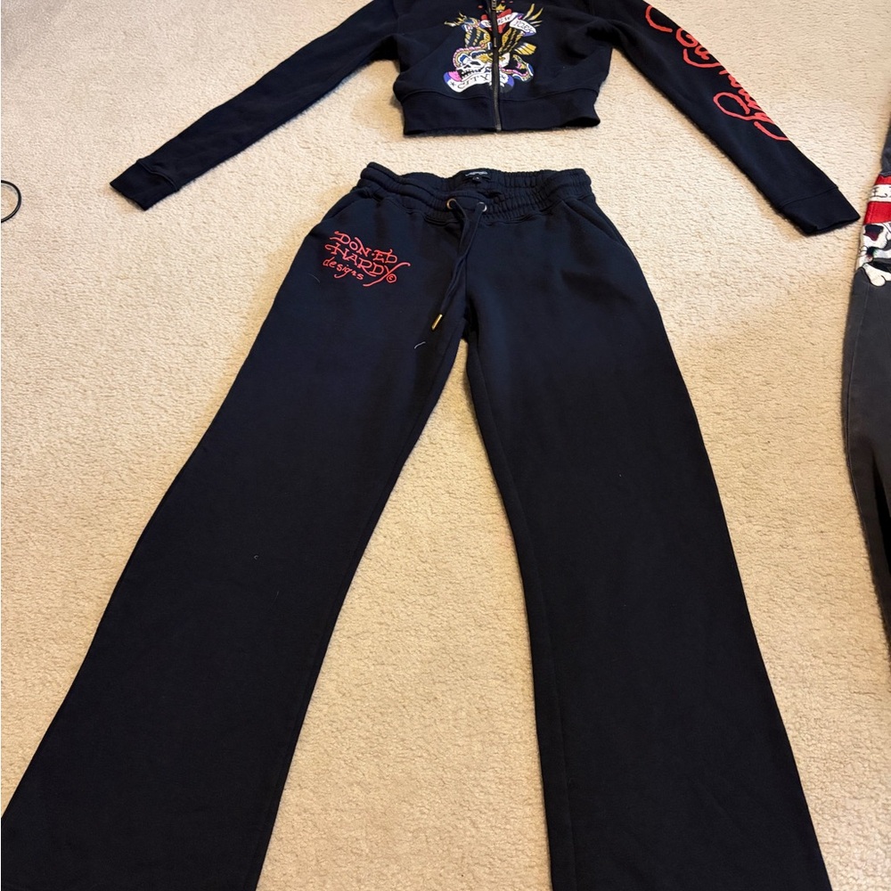 Ed Hardy Black Jacket with Red Accents